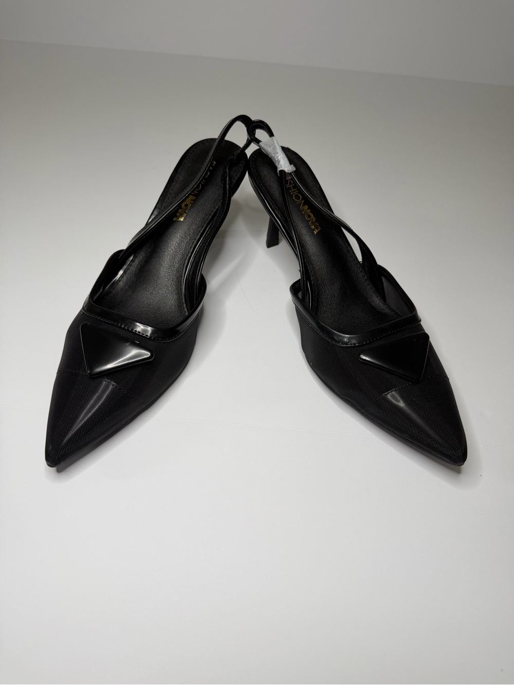 Fashion Nova Black Pointed Slingback Heels